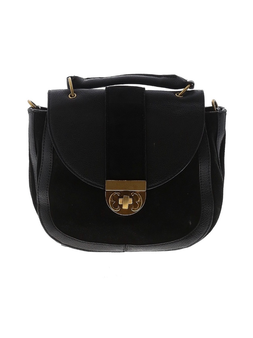 Emma Fox Black Top-Handle Crossbody Bag with Gold Hardware
